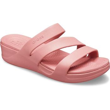 Crocs Monterey Strappy Wedge Ruzove - Damske Šlapky Na Platforme